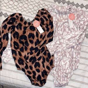 Chic Leopard Print Kids Bodysuit Set